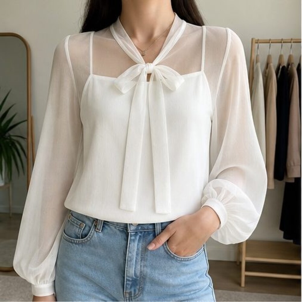 White Button Blouse - Picture 2 of 6